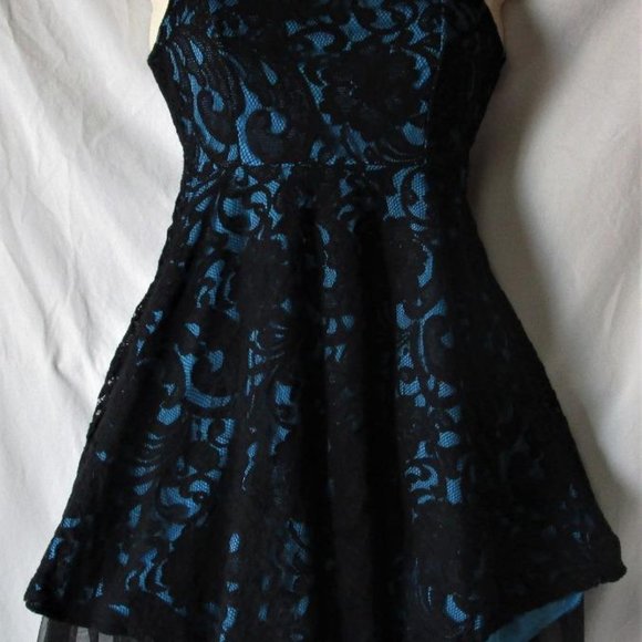 Junior's Lace Dress Size Petite Small PS Blue & Black - Picture 1 of 2